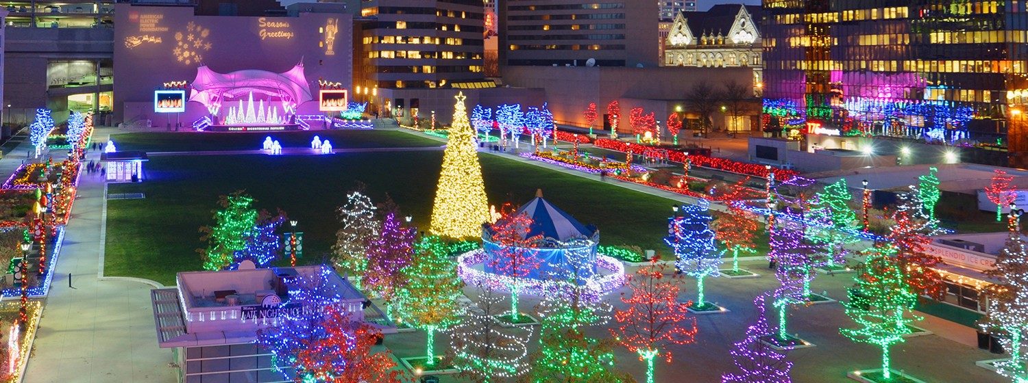 Holiday Lights at Columbus Commons in Downtown Columbus