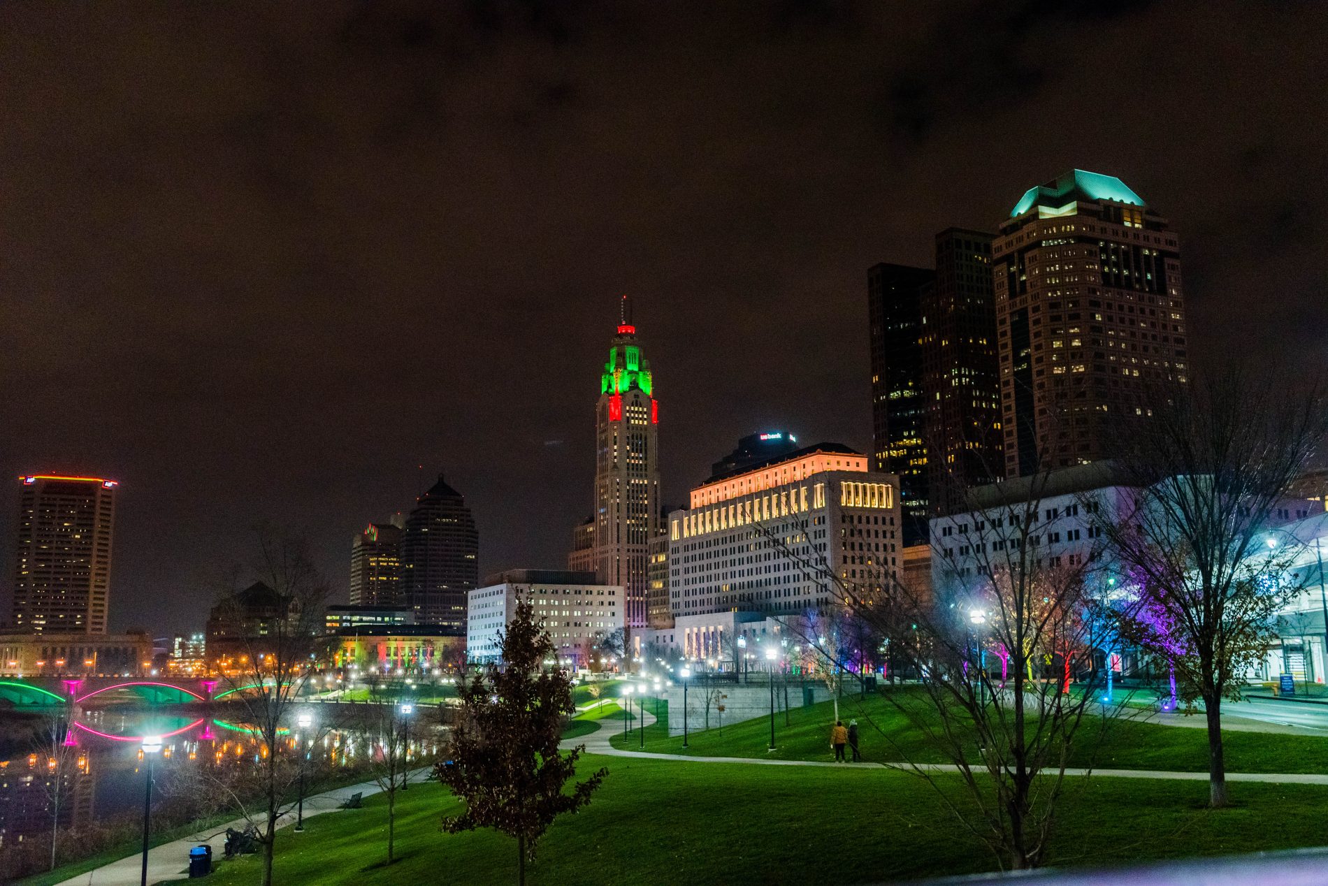 Holiday Lights on The Scioto Mile in Downtown Columbus